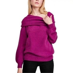 Free People Echo Beach Pullover Sweater Fold Neckline Purple Women’s Medium